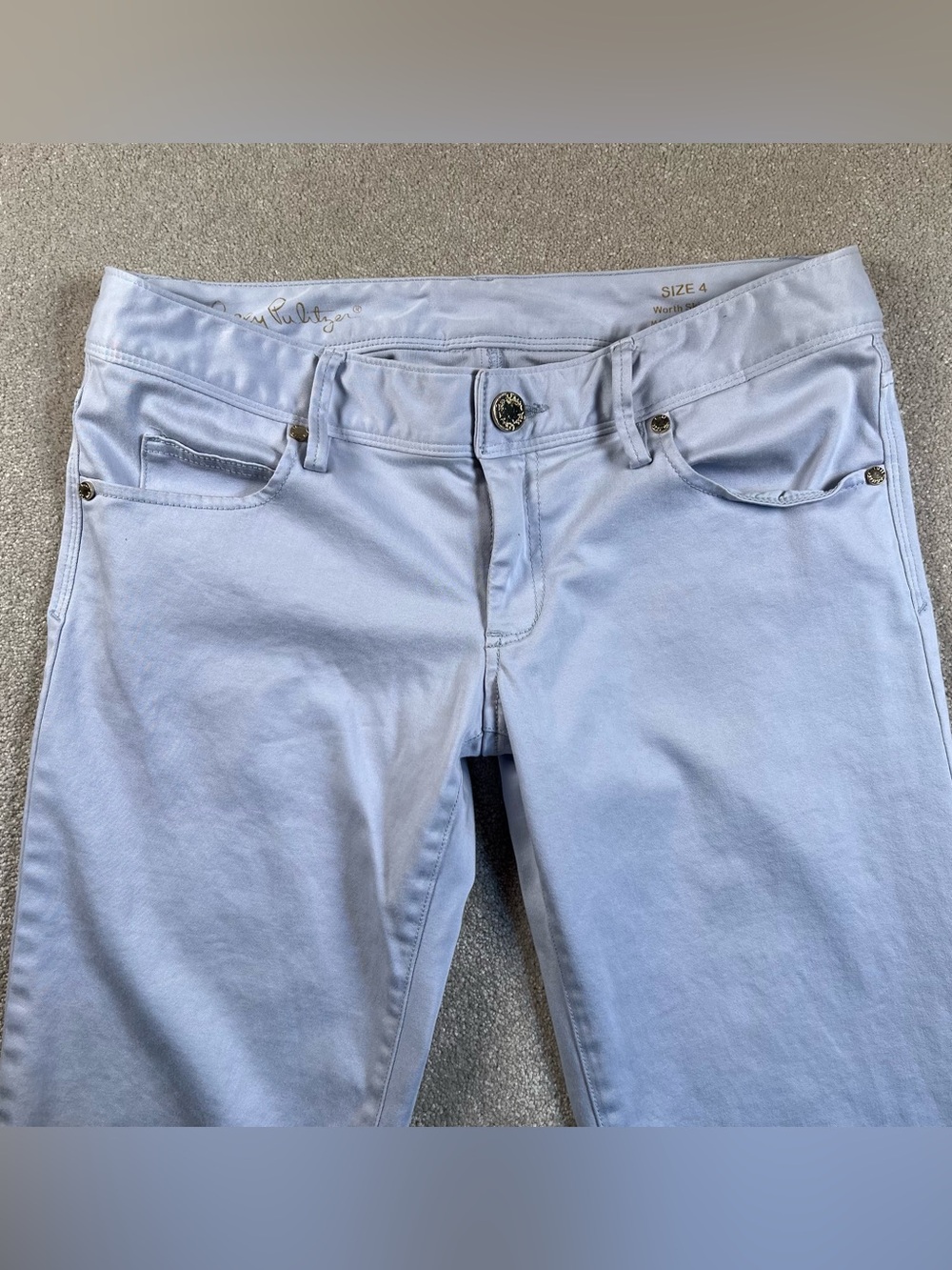 Lilly Pulitzer Worth Skinny Pants 5 Pocket Light Blue/Gray Women's 4 - Picture 3 of 10